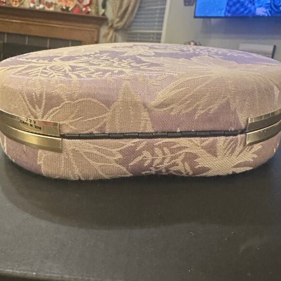 VTG Mundi Jewelry Presentation Travel Box Lavender Cream Damask Heart Brocade - Picture 8 of 14